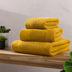 Textured Weave Bath Sheet - Ochre