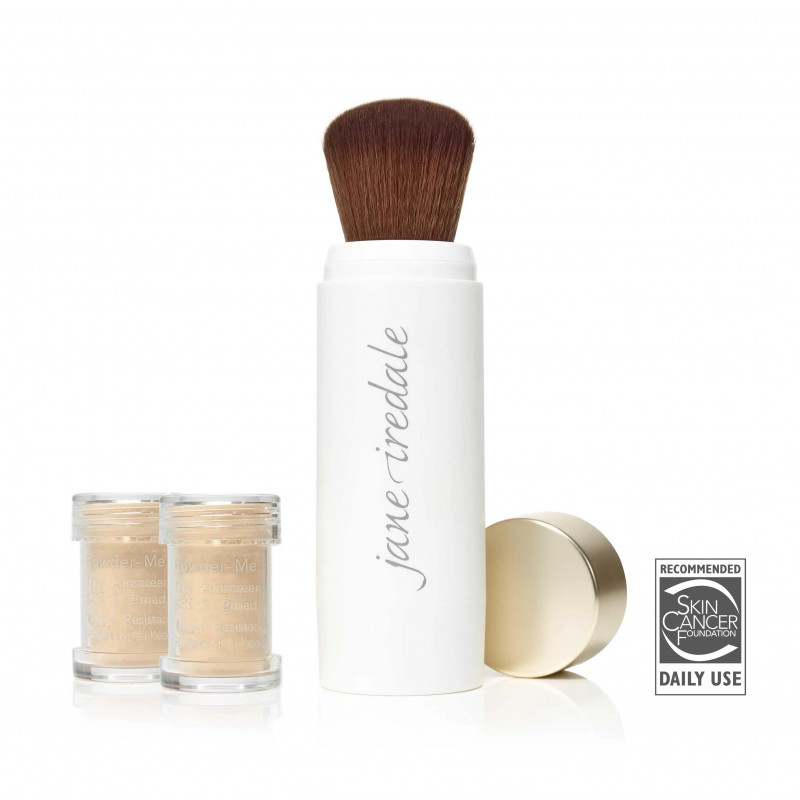 Jane Iredale Powder-Me SPF Dry Sunscreen Refillable Brush (Refillable Brush PLUS (2) Refills) 5g